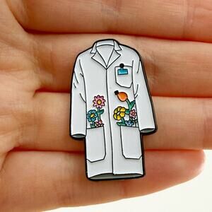 Floral Lab Coat Enamel Pin Doctor Nurse Medical Cute Science Badge